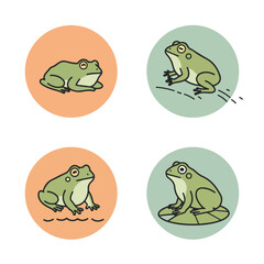 Naklejka premium Four frogs cute green amphibians