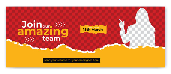 We are hiring recruitment open job vacancy design vector Facebook cover and banner template