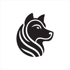 Stylized Black Wolf Head Profile with Geometric Mane Design.
