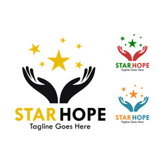 An inspiring logo featuring hands reaching towards stars, representing hope, care, and community support. Ideal for charities, foundations, or any organization focused on dreams and success.