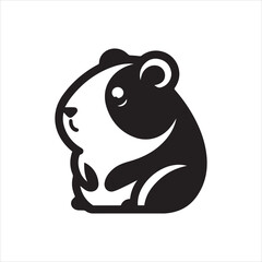 Stylized Guinea Pig Silhouette with Distinctive Facial Markings and Rounded Body.