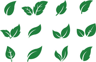 Leaf icon set.Leaf sprout icon vector, green leaves plant eco logo symbol simple graphic illustration, vegan fresh herb pictogram shape sign, organic natural healthy logotype.
