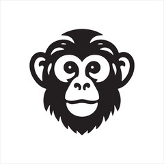 Obraz premium Stylized monkey face with large eyes and distinctive tufted hair.