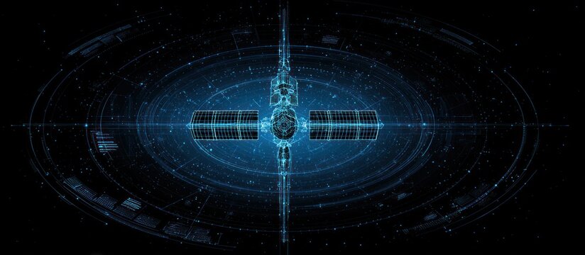 Futuristic Space Station in Cosmic Data Visualization