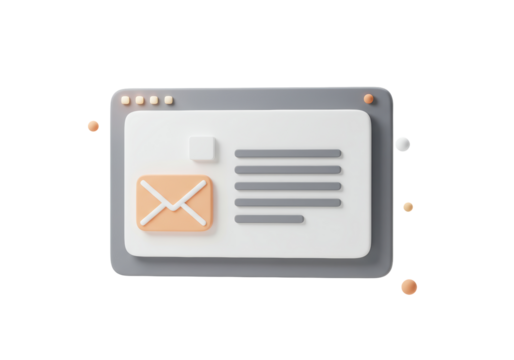 Isolated e-mail message window concept for contact, newsletter, or communication use
