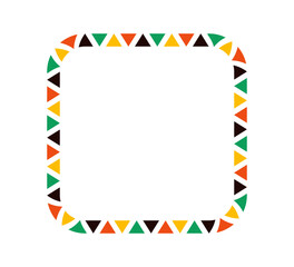 Obraz premium African pattern square frame. Mexican ethnic motif border. Triangular islamic ornament round frame. Sun stamp emblem. African ethnic culture ornament Vector illustration isolated on white background.