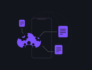 Cloud collaboration platform with teamwork, file sharing and digital workspace on mobile device. Cloud collaboration connected people working together online business environment, vector illustration