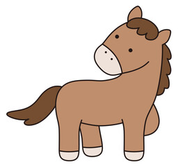 かわいい馬のベクターイラスト。干支、十二支、午、ゆるい、アイコン、うま、午年、年賀状