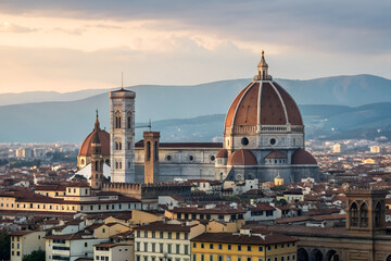 Naklejka premium Florence Cathedral (Duomo) and Brunelleschi’s Dome, Tuscany, Italy