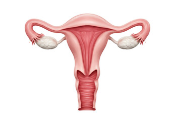 Isolated female reproductive system illustration, anatomy of the uterus, ovaries and fallopian tubes