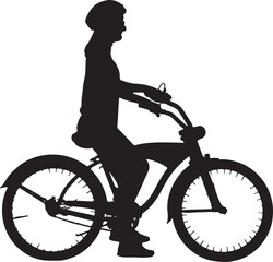 Bicyclist Silhouette. Woman Riding Bicycle Vector Illustration.