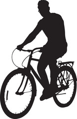 Fototapeta premium Bicycle Silhouette. Man Riding Bike, Isolated on White Background.