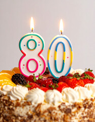 Birthday cake with eighty candles