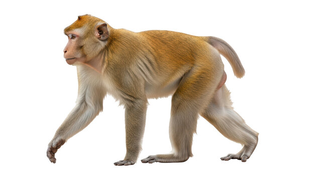 Isolated Walking Macaque Monkey