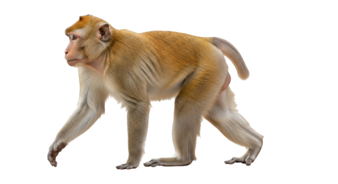Isolated Walking Macaque Monkey
