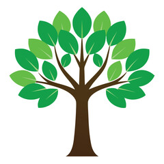 Obraz premium Stylized Vector Tree With Green Leafs Nature Element Design