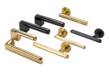 Modern door handles in various finishes