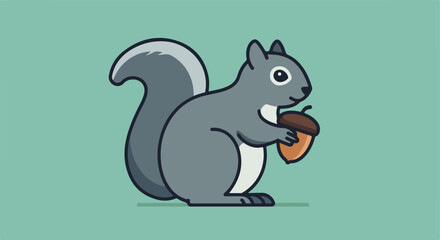 Obraz premium Cartoon squirrel, acorn