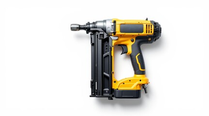Yellow and Black Cordless Nail Gun isolated on White Background
