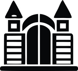 Iconic castle entrance with towers and arched doors representing adventure and fantasy kingdom gateways