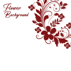 Elegant red floral swirls and flowers on white background
