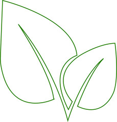Leaf line art icon.Leaf sprout icon vector, green leaves plant eco logo symbol simple graphic illustration, vegan fresh herb pictogram shape sign, organic natural healthy logotype.