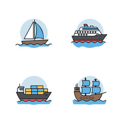 Four line-art boat icons