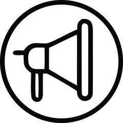 Simple icon of a megaphone inside a circle representing announcement or public address