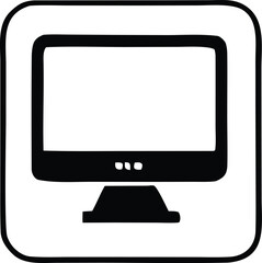 Classic computer monitor icon symbol digital display screen technology gadget interface electronic device technology