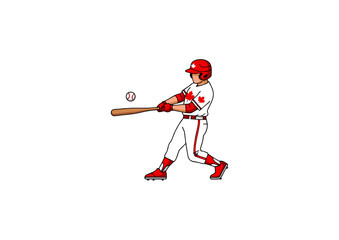 Fototapeta premium icon of a Canadian playing baseball