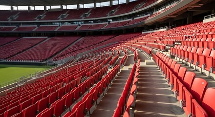 Obraz premium Empty Red Seats in Modern Sports Stadium.