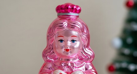 Fototapeta premium Pink Christmas Ornament Girl Figurine.