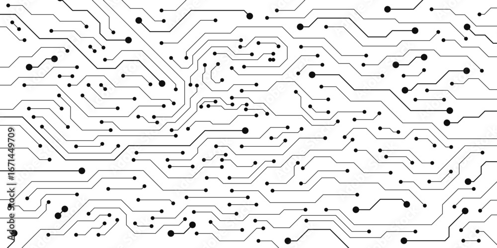 Wall mural abstract technology electronic circuit board texture on white background. circuit line connection fo