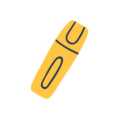 Bright yellow highlighter pen. Hand drawn vector illustration.