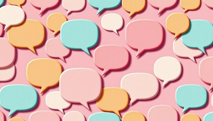 Whimsical pastel speech bubble textile design, seamless repeat pattern, positive, bubble
