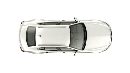 White sedan car top view on white background isolated on a transparent background