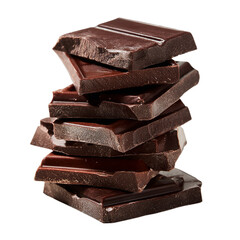 Stack chocolate pieces on transparent background