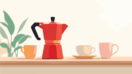 Coffee cups on wooden table