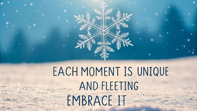 Inspirational Quote on a Snowy Winter Background with Snowflake.