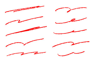 鉛筆で描いた手書き線　強調　赤色