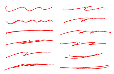 鉛筆で描いた手書き線　赤色