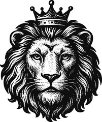Obraz premium Lion head with crown. Vintage style