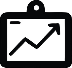 Upward trend line chart icon represents business growth success and financial data analysis concept