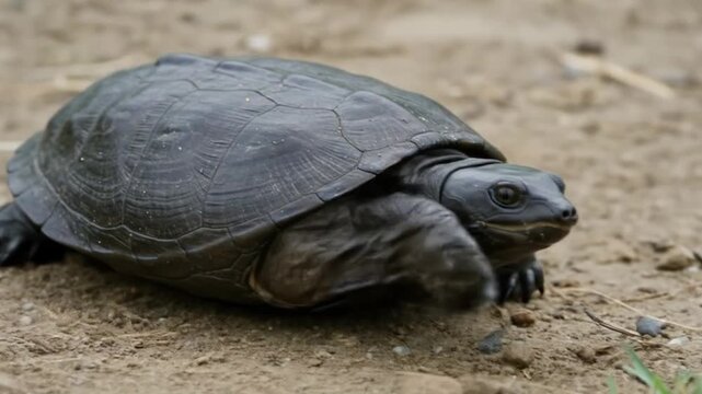 Close-Up of an Eastern Mud Turtle Walking on Dry Land. AI video