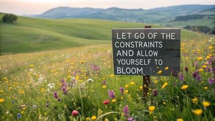Let Go of Constraints Allow Yourself to Bloom in a Field of Flowers.