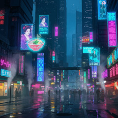 Japanese Neon City Lights © FathoDesign