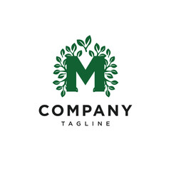 Letter M Circle Tree Nature Logo Icon Vector