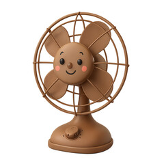 Whimsical Cartoon Fan Radiating Charm Cute Appliance with Anthropomorphic Details and Rounded Features on Black Background