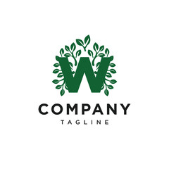Letter W Circle Tree Nature Logo Icon Vector