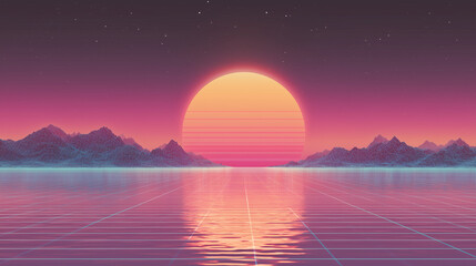 Retro vaporwave gradient abstract sunset tones